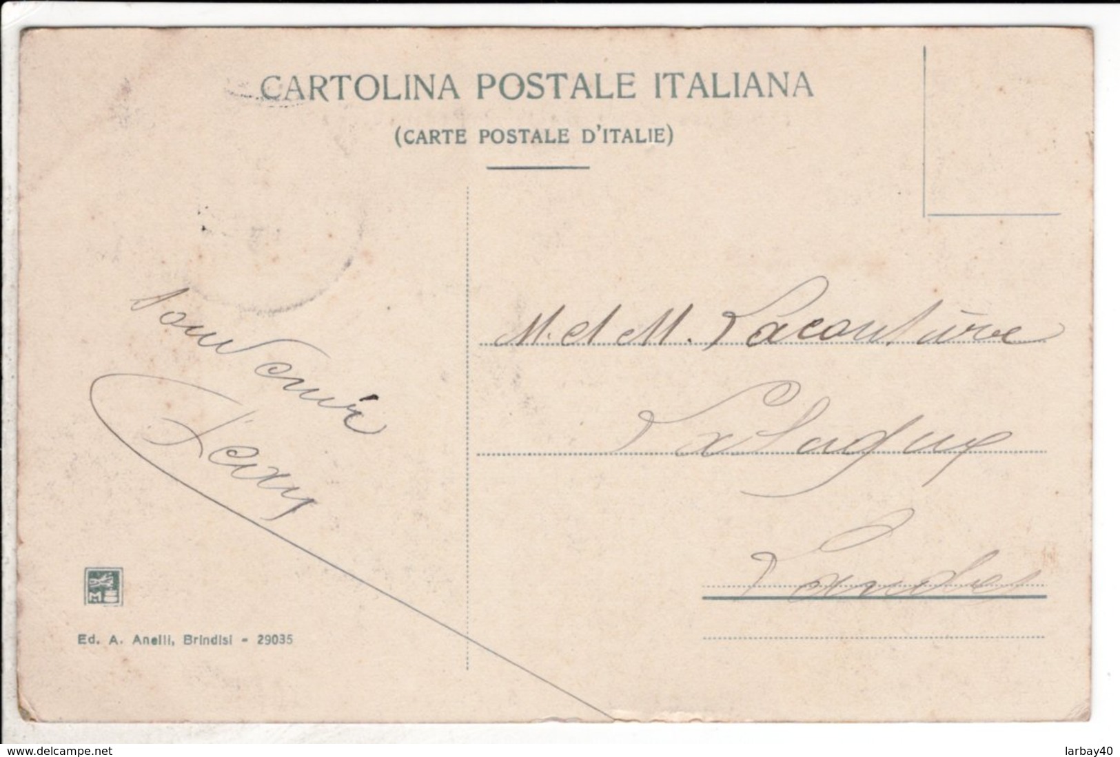 Cpa Carte Postale Ancienne  - Brindisi, Porto, Seno Di Lavente Con Ancoraggio Battello Peninsulare 1913 - Brindisi