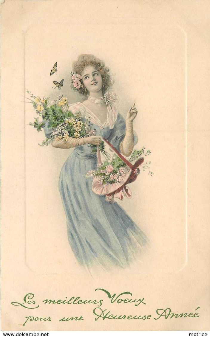 M.M. VIENNE N°276   - Heureuse Année, Portrait De Femme Aux Fleurs. - Vienne