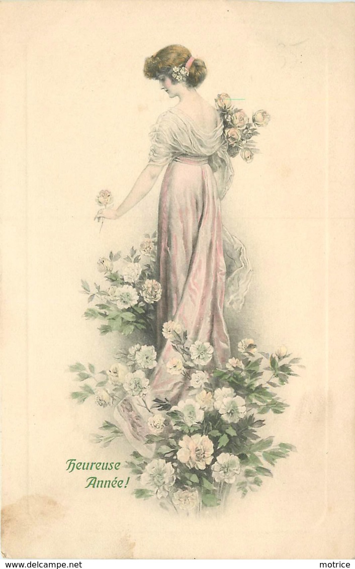 M.M. VIENNE N°398 (Munk) - Heureuse Année, Portrait De Femme Aux Fleurs. - Vienne