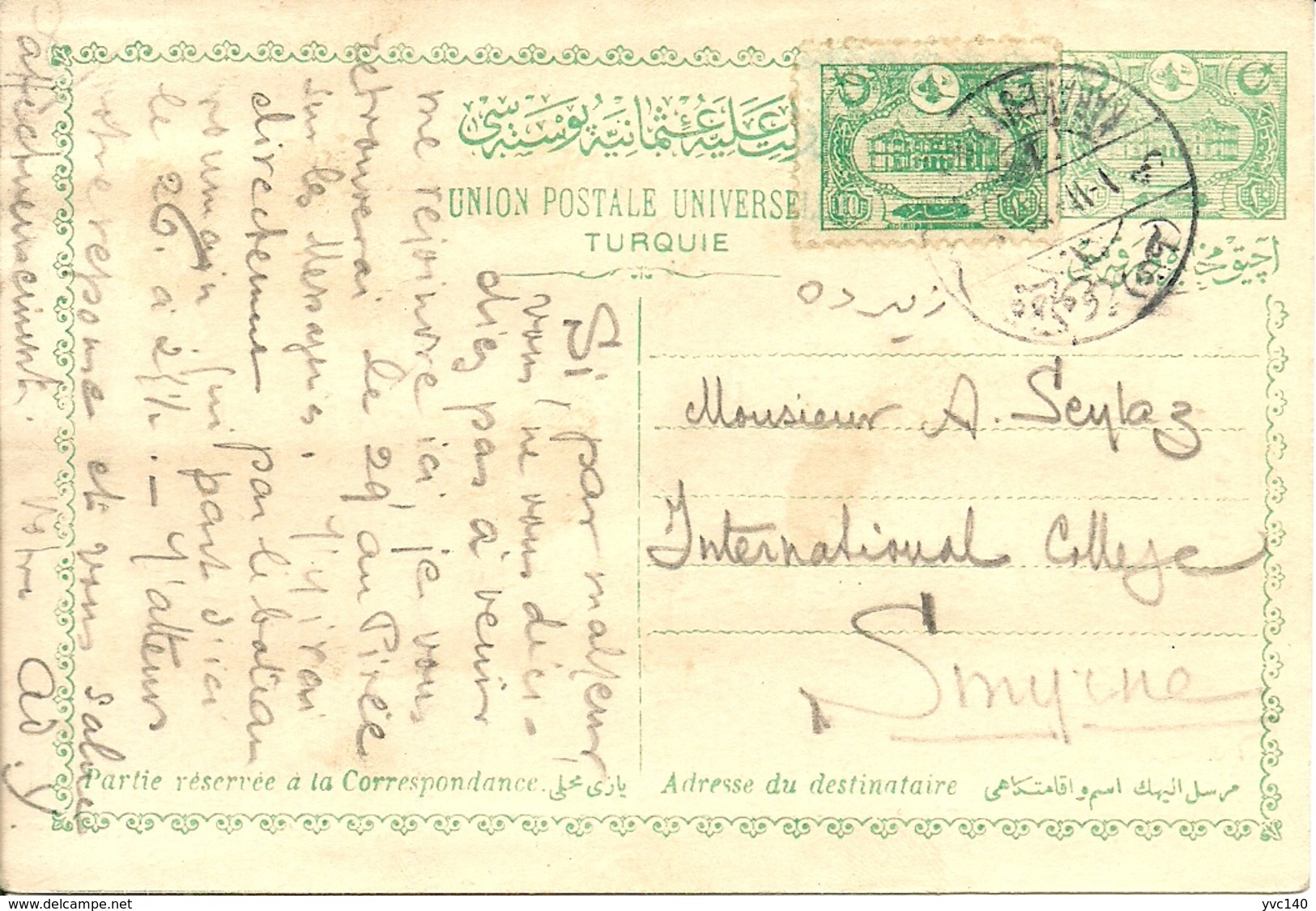 Turkey; 1913 Ottoman Postal Stationery Sent To Smyrne (Izmir) From Karakeuy - Brieven En Documenten