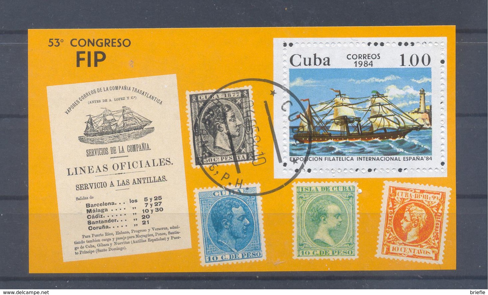 1984  Kuba  Mi-2855  27. April Internationale Briefmarkenausstellung Espana 1984  Block 82 - Blocs-feuillets