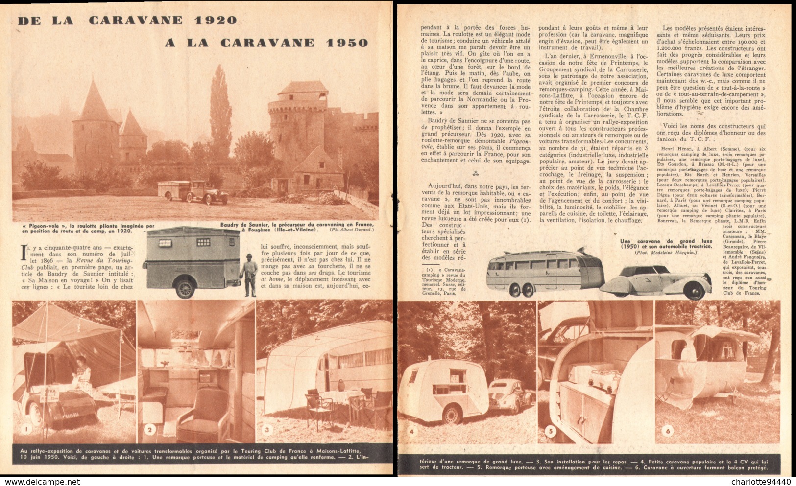 " De La  CARAVANE 1920 à La CARAVANE 1950  "    1950 - Wohnwagen