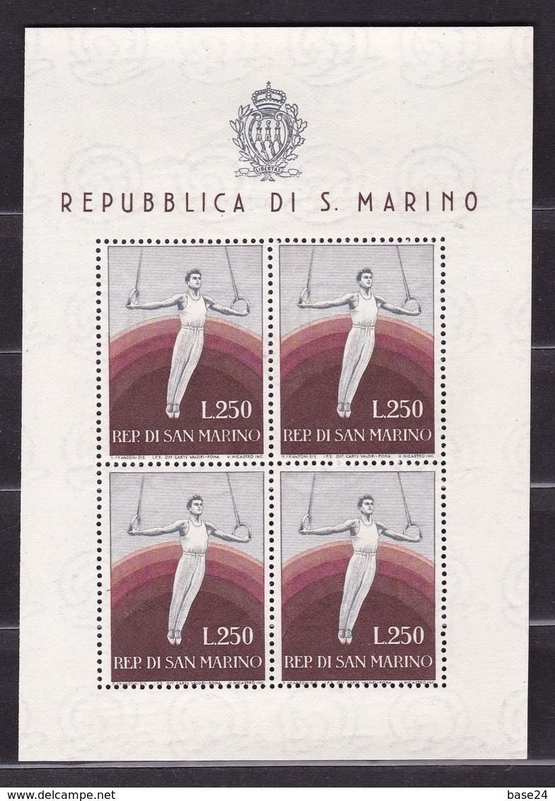 1954 San Marino Saint Marin PROPAGANDA SPORTIVA SPORT GINNASTA  GYMNAST Foglietto MNH** Souv.Sheet - Blocchi & Foglietti