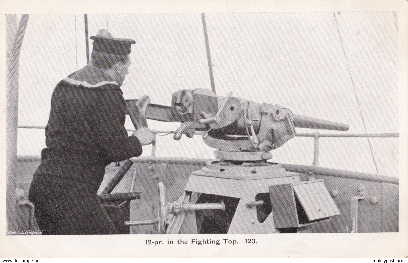 AN72 Royal Navy Postcard - 12-pr In The Fighting Top - Warships