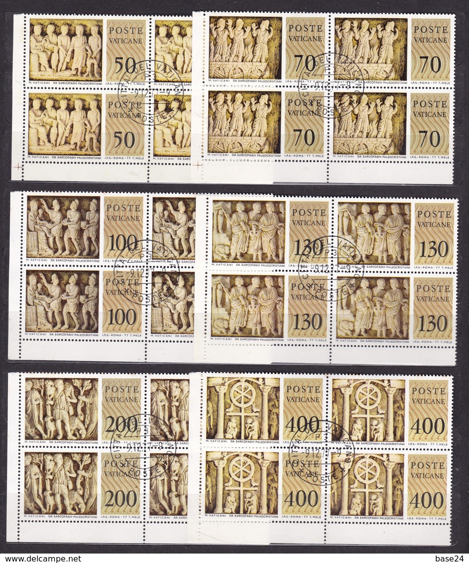 1977 Vatican Vaticano MUSEI VATICANI MUSEUMS 4 Serie Di 6v. In Quartina Usate Con Gomma II° Emissione USED WITH GUM BL.4 - Gebraucht