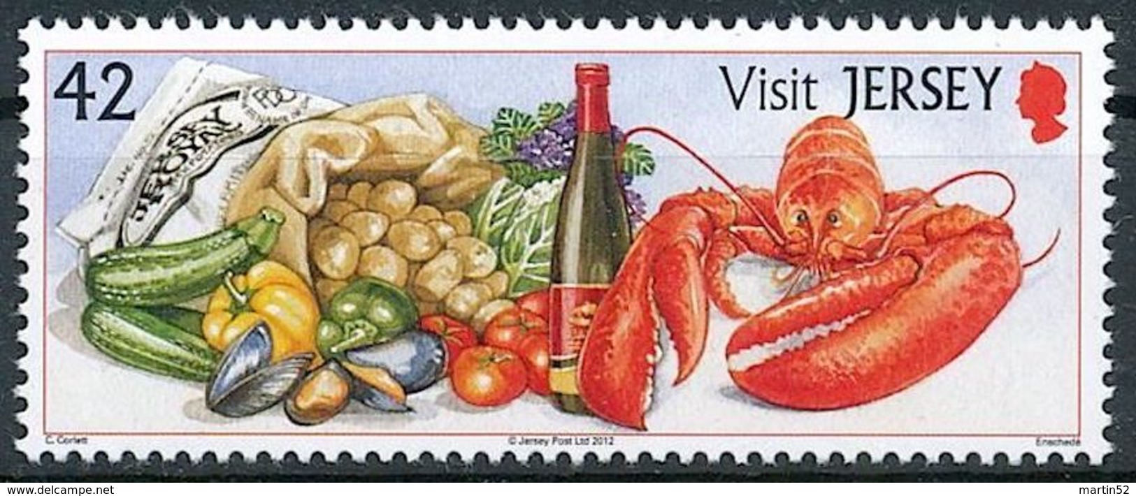 Jersey 2012: "Seafood, Vegetables & Wine" Michel-No. 1614 ** MNH - START BELOW POSTAL FACE VALUE (£ 0.42) - Wines & Alcohols