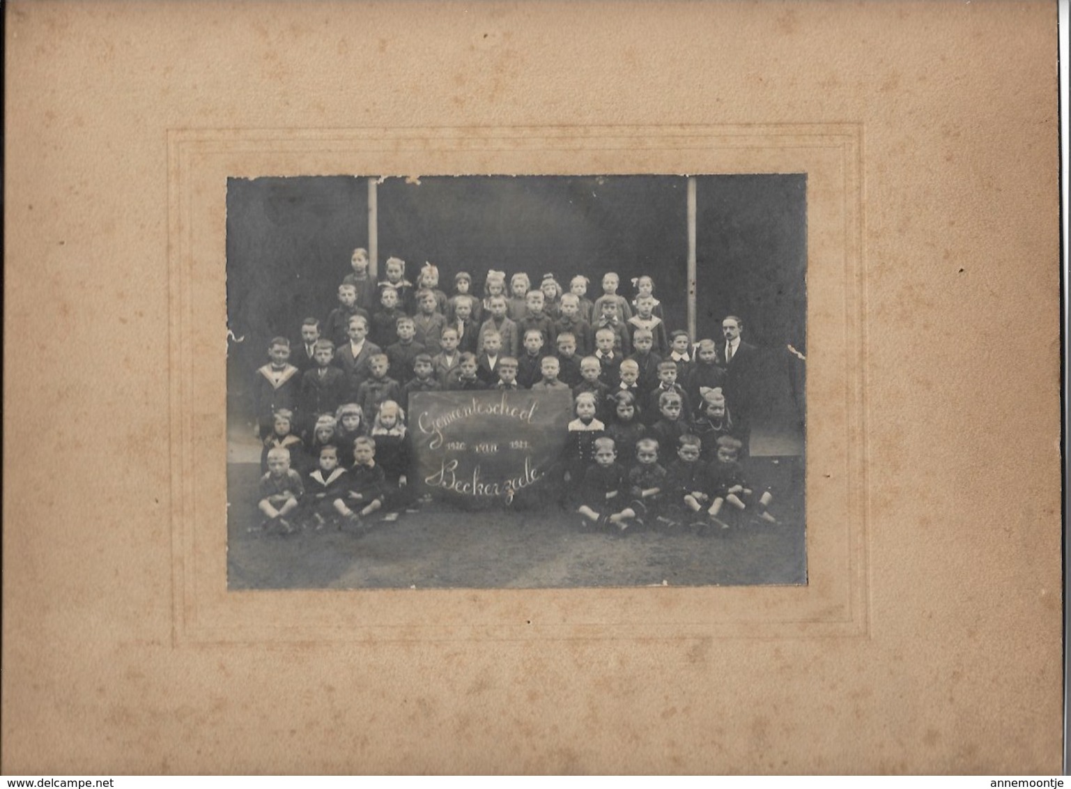 Bekkerzeel - Gemeenteschool 1920-1921- Foto Op Karton. - Asse