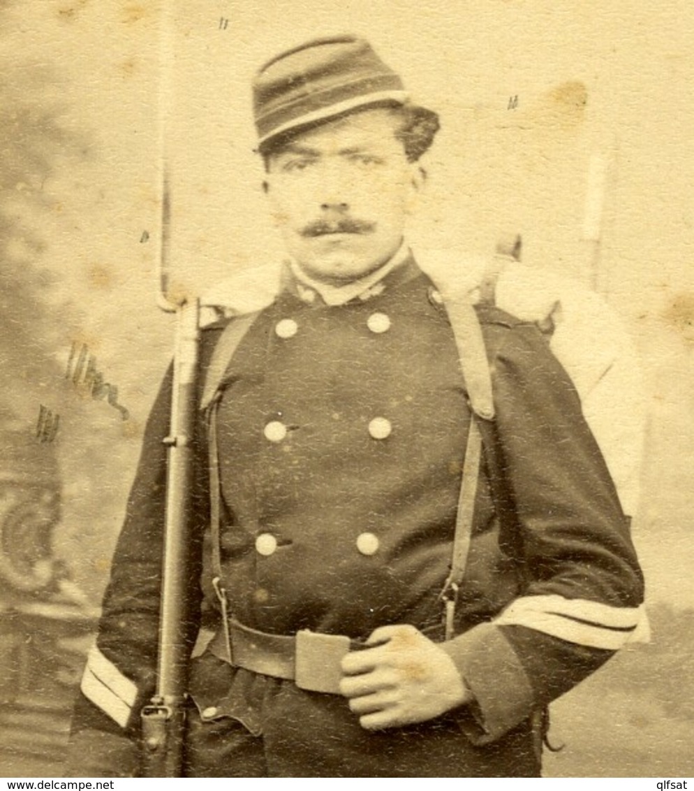 Soldat Militaire Debout Standing Soldier Military Marrast Old CDV Photo 1870' - Anciennes (Av. 1900)
