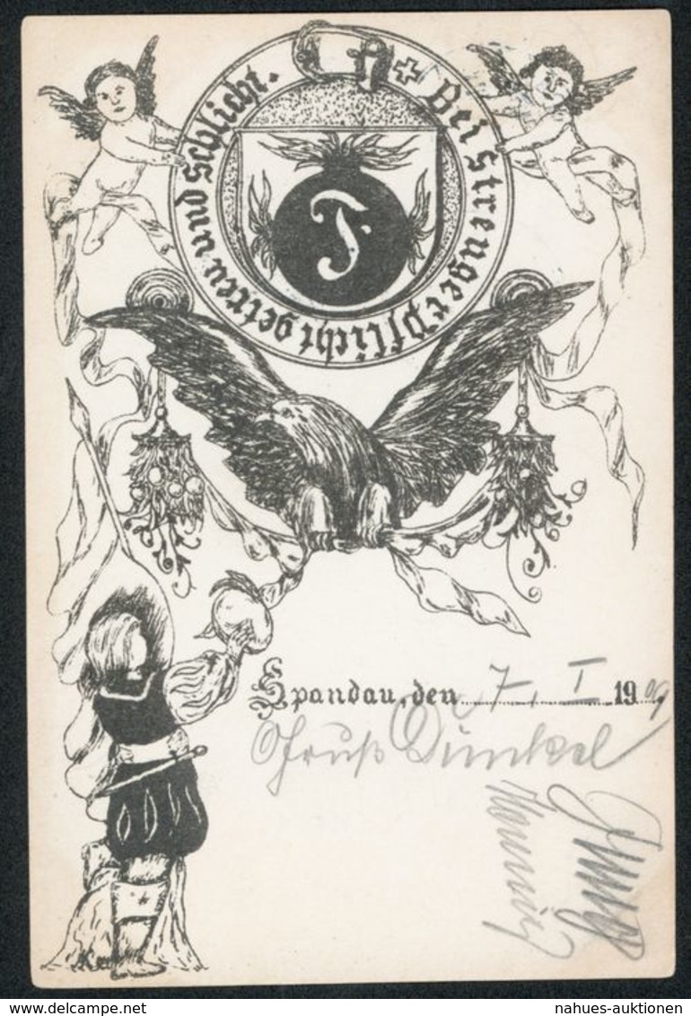 Ansichtskarte Abiturientia Berlin Spandau Handgemalt Gelaufen 1910 Selten - Schulen