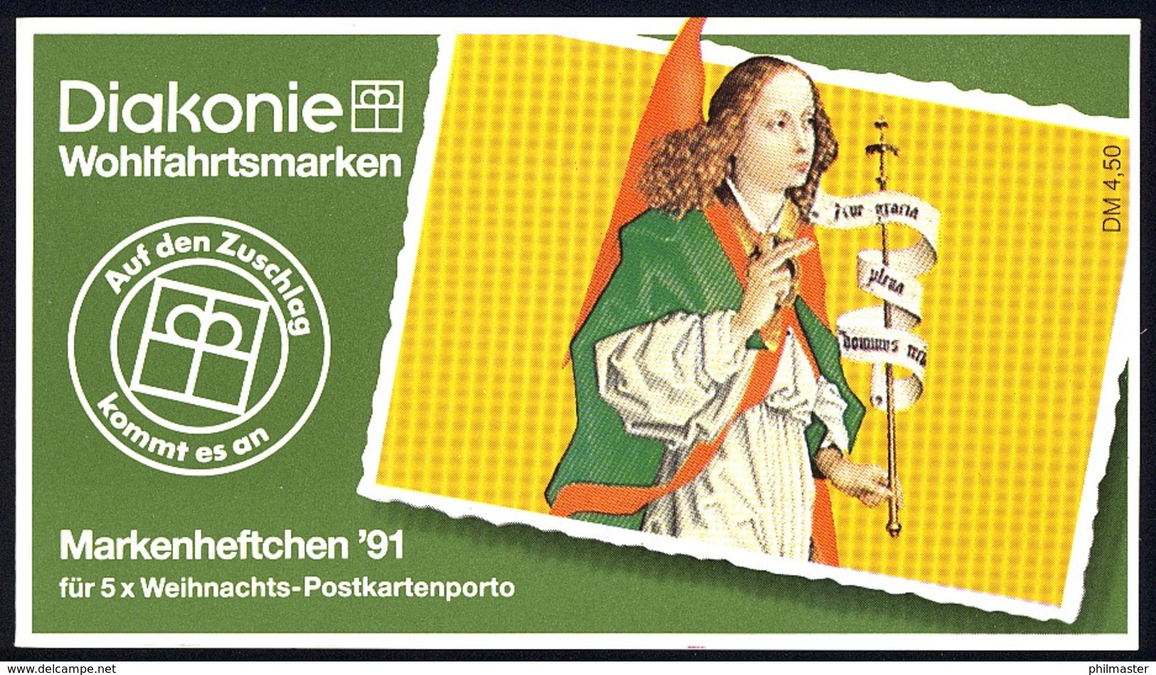 Diakonie/Weihnachten 1991 Engel Der Verkündigung 60 Pf, 5x1578, Postfrisch - Christentum