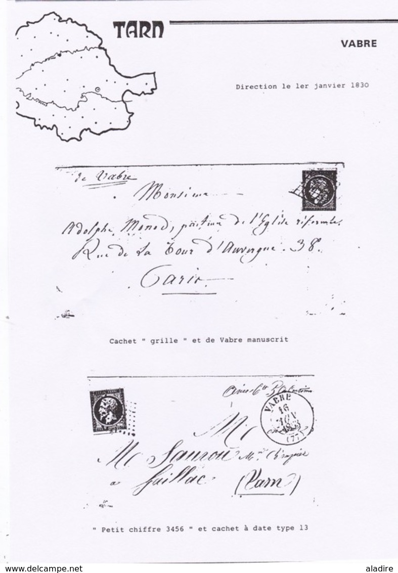 1849-1876 - Le Service Postal Dans Le Département Du Tarn - (extrait De Collection) - 84 P. Anonyme, Sans Date - Ronéoté - Filatelie En Postgeschiedenis