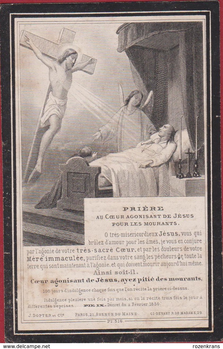 Norbert De Thysebaert Bruxelles Gand 1875 Gent Dopter Paris Zeer Oud Doodsprentje Image Mortuaire (Beschadigd) - Devotion Images