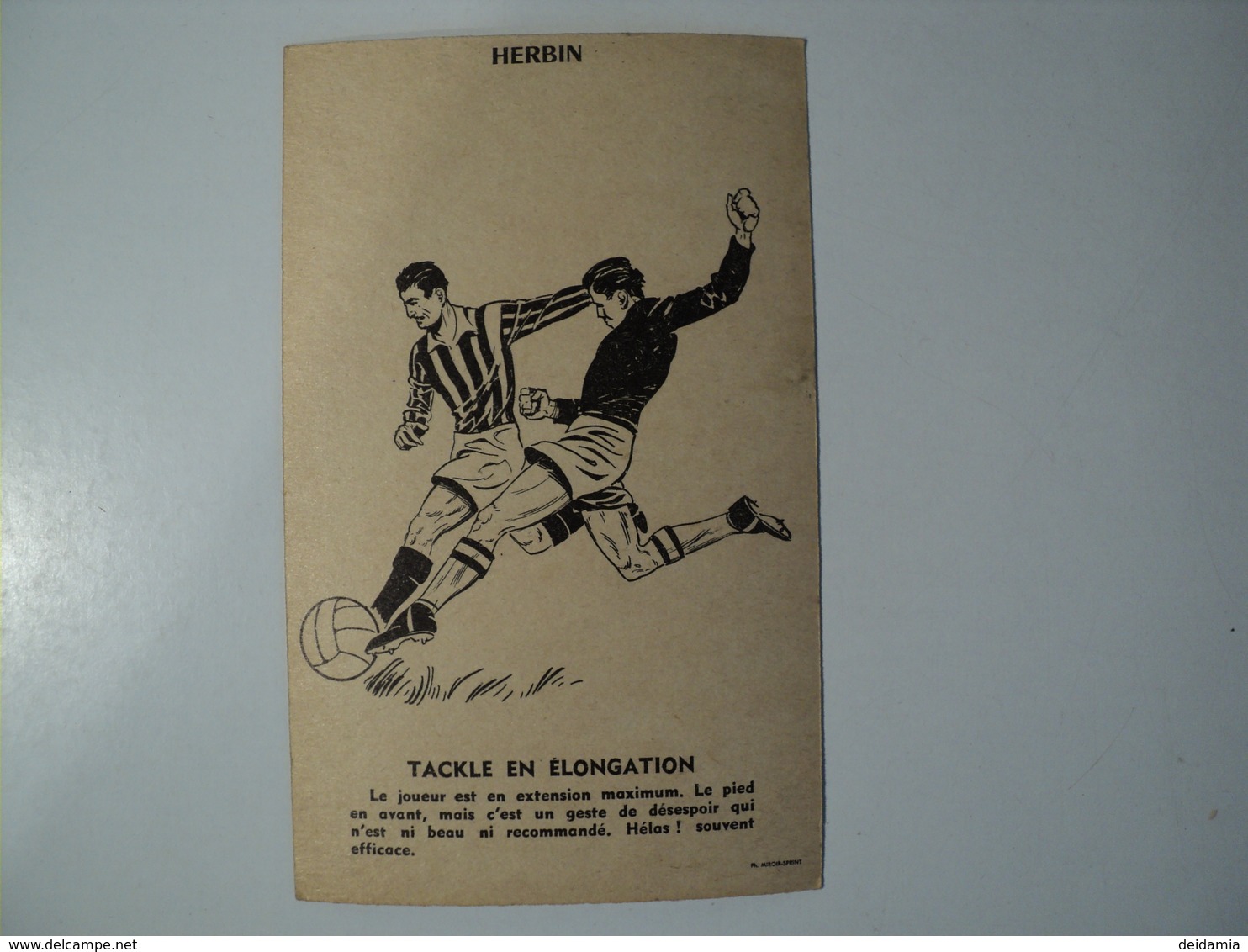 CARTE FOOTBALL HERBIN. ANNEES 60. TACKLE EN ELONGATION. MIROIR SPRINT - Autres & Non Classés