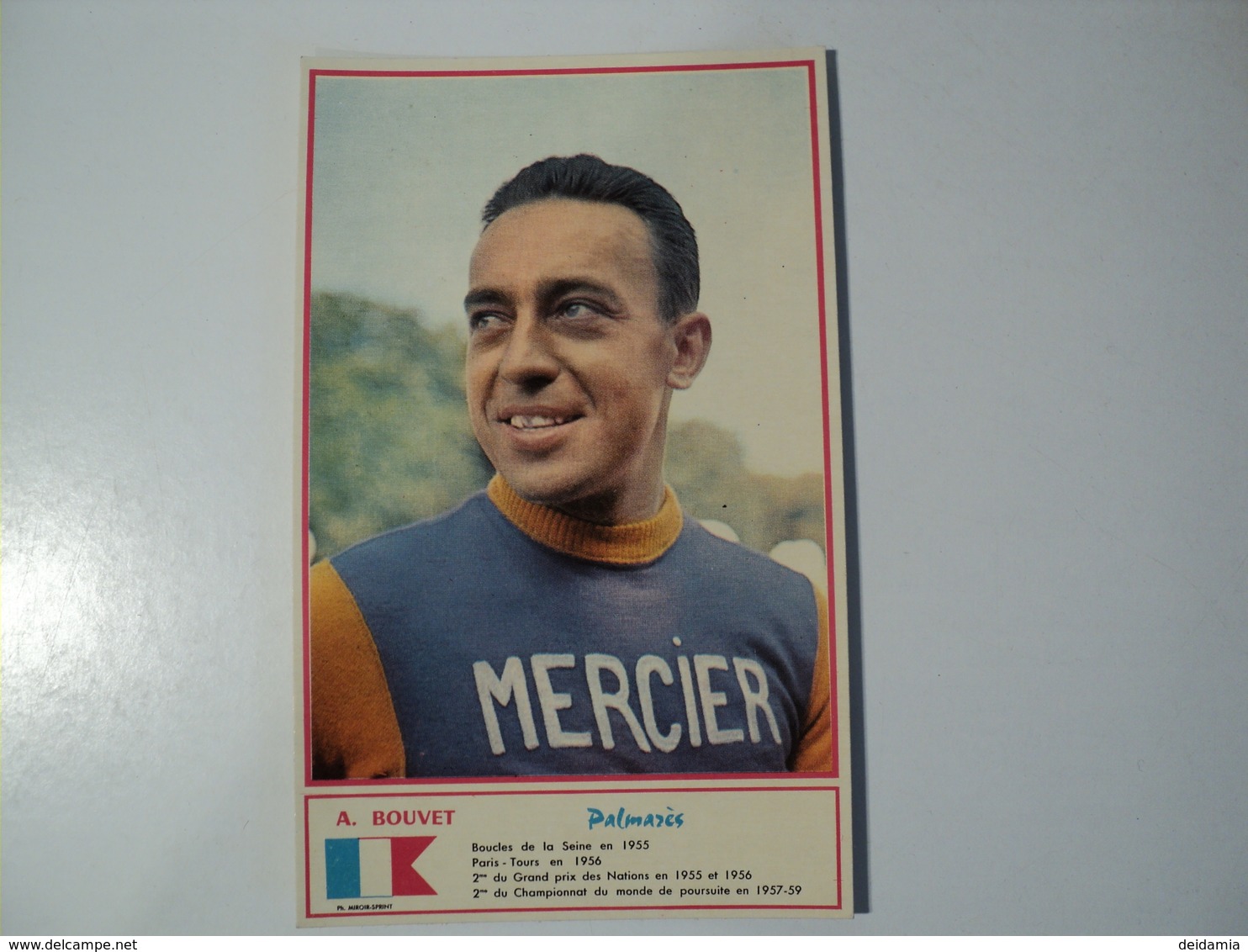 CARTE CYCLISME A. BOUVET. 1960. EQUIPE MERCIER. MIROIR SPRINT - Cyclisme