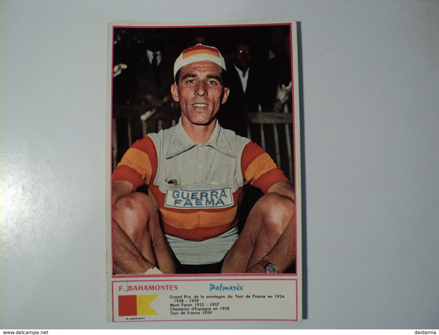 CARTE CYCLISME F. BAHAMONTES. EQUIPE GUERRA FAEMA. MIROIR SPRINT - Cyclisme