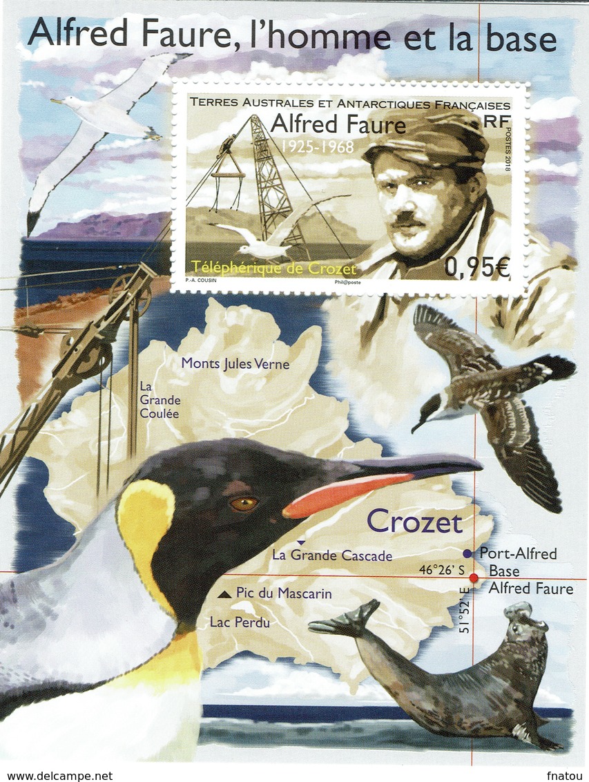 French Antarctic (FSAT), Alfred Faure, French Explorer, Crozet Islands, 2018, MNH VF - Unused Stamps