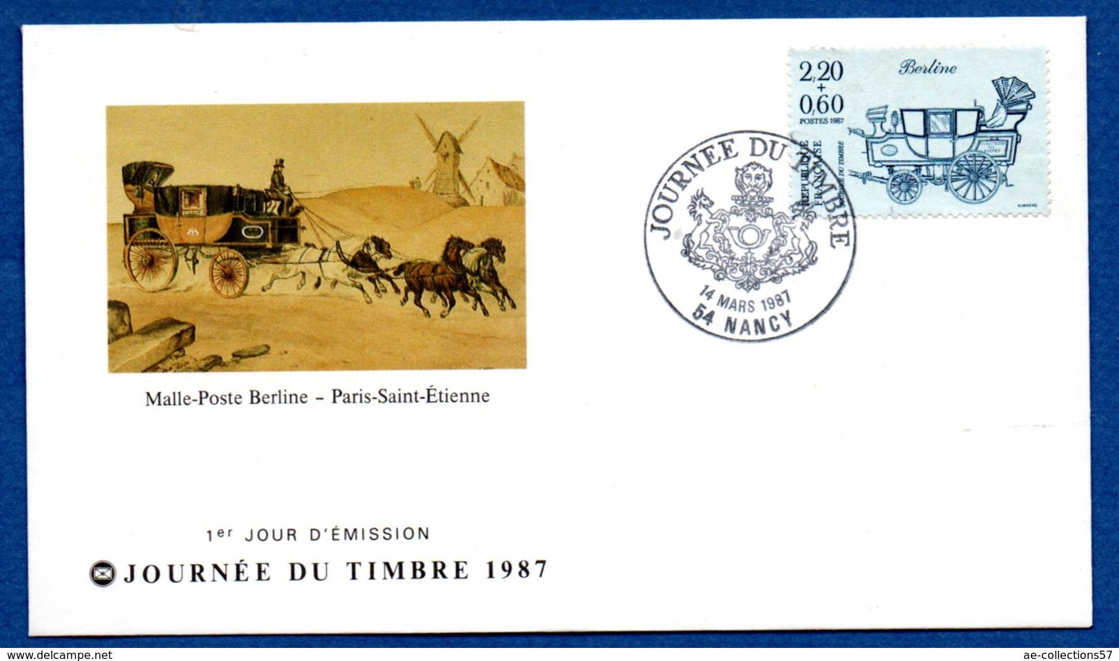Enveloppe 1er Jour  / Malle Poste Berline - Paris-Saint Etienne / Nancy / 14 Mars  1987 - 1980-1989