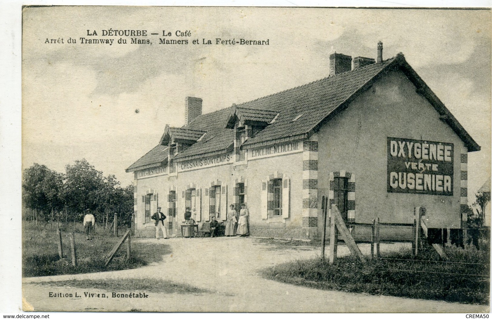 72 - LA DETOURBE - Le Café, Arrêt Du Tramway Du Mans, Mamers Et La Ferté Bernard - Altri & Non Classificati