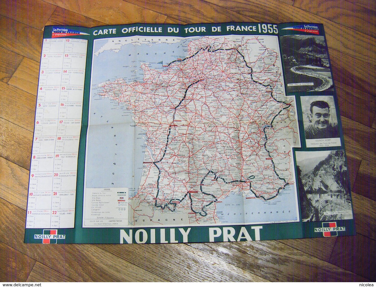 CARTE OFFICIELLE DU TOUR DE FRANCE 1955 - LOUISON BOBET - CARTE TARIDE VIERGE SANS INSCRIPTION SUR LES ETAPES VELO - Cyclisme