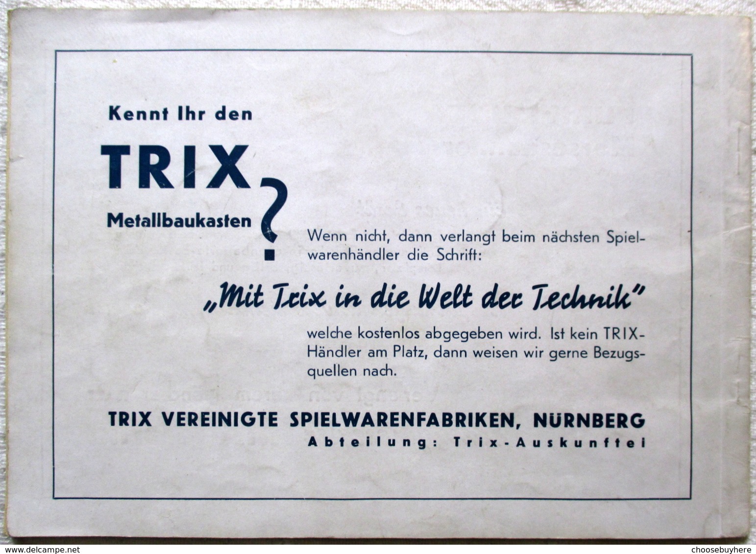 Historischer TRIX Express Ratgeber Anleitungsbuch 1938 4. Auflage Sammlerstück - Sonstige & Ohne Zuordnung