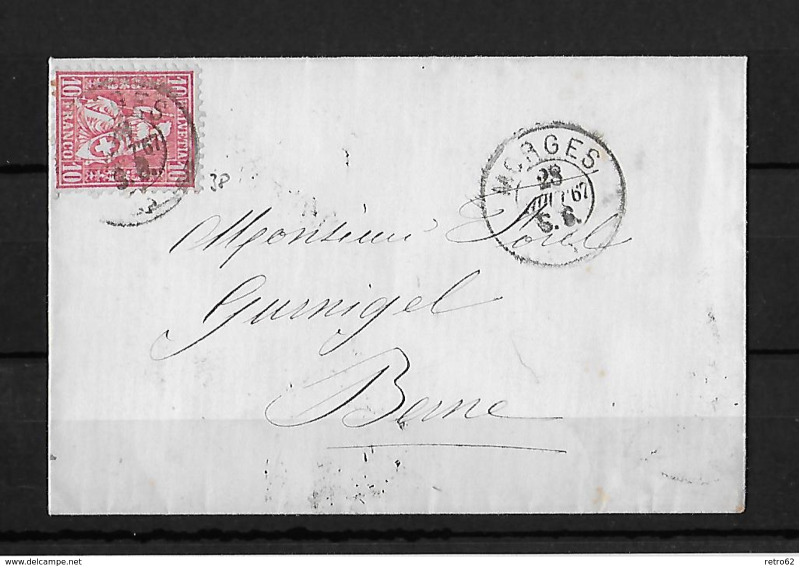 SITZENDE HELVETIA Gezähnt  → Brief Morges Nach Bern 1867    ►SBK-38◄ - Lettres & Documents