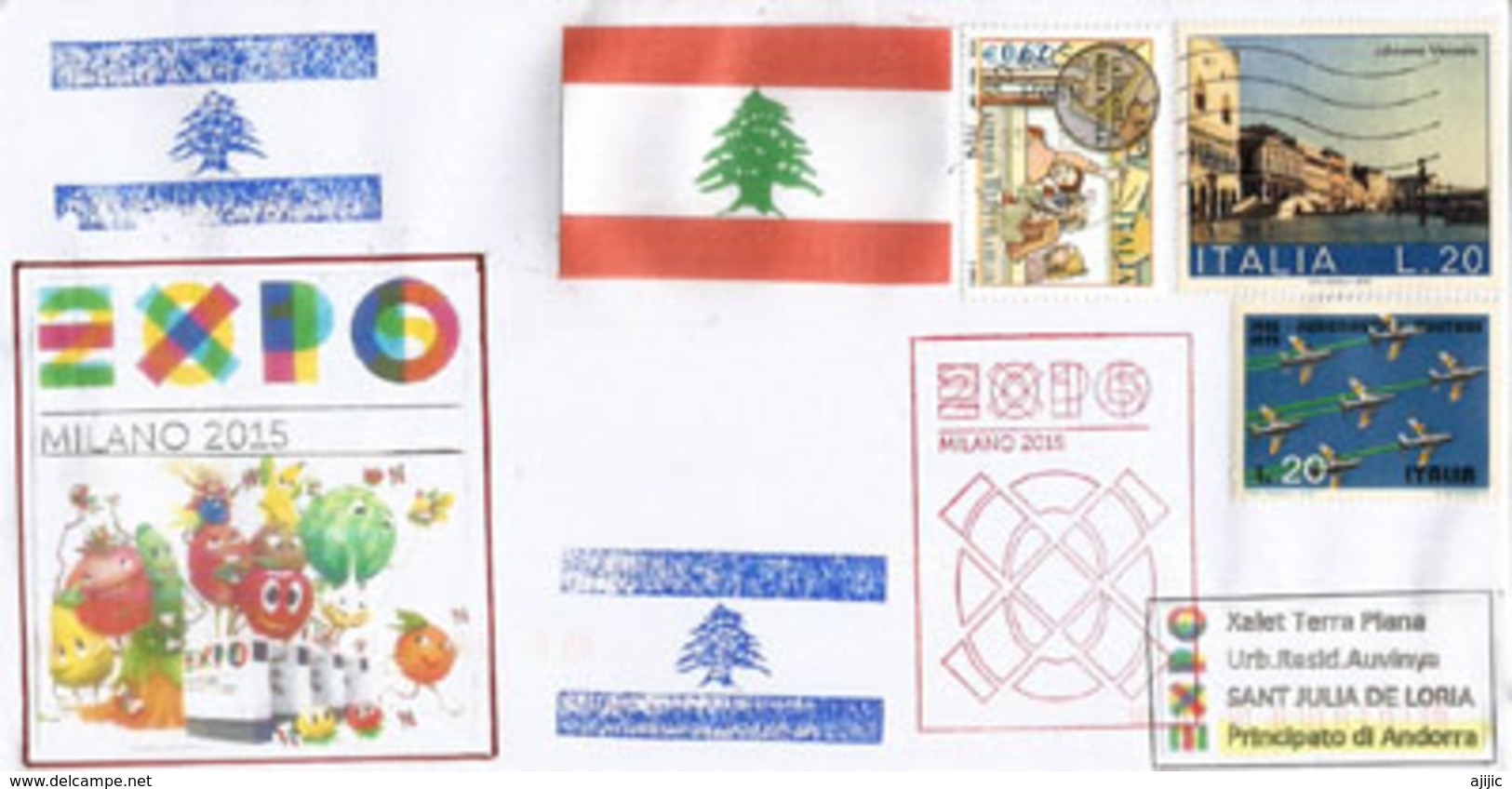 LIBAN/LEBANON. EXPO MILAN 2015, Belle Lettre Du Pavillon Du Liban,avec Tampon Officiel EXPO,adressée Andorra - Liban