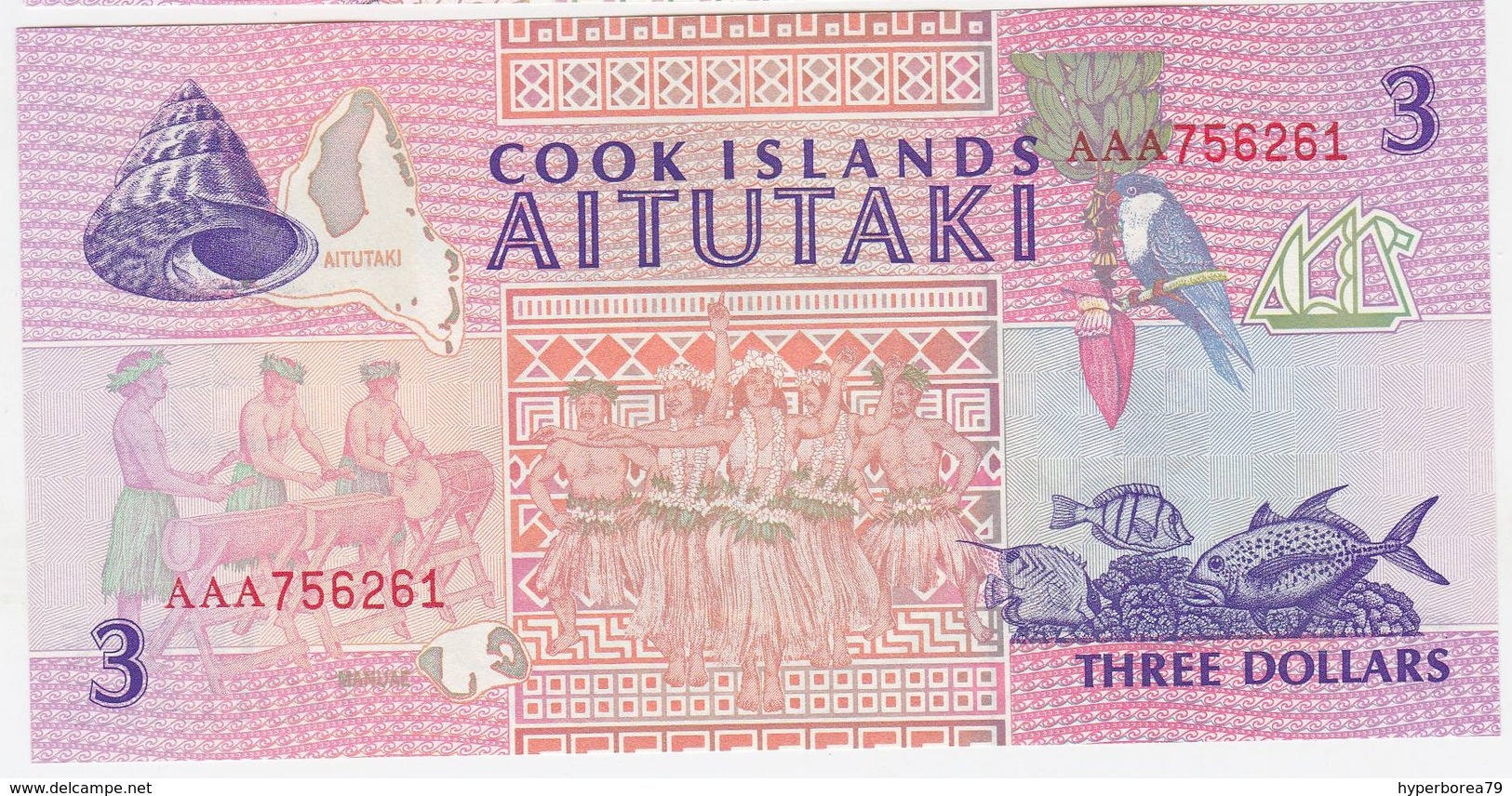 Cook Is P 7 - 3 Dollars 1992 - UNC - Isole Cook