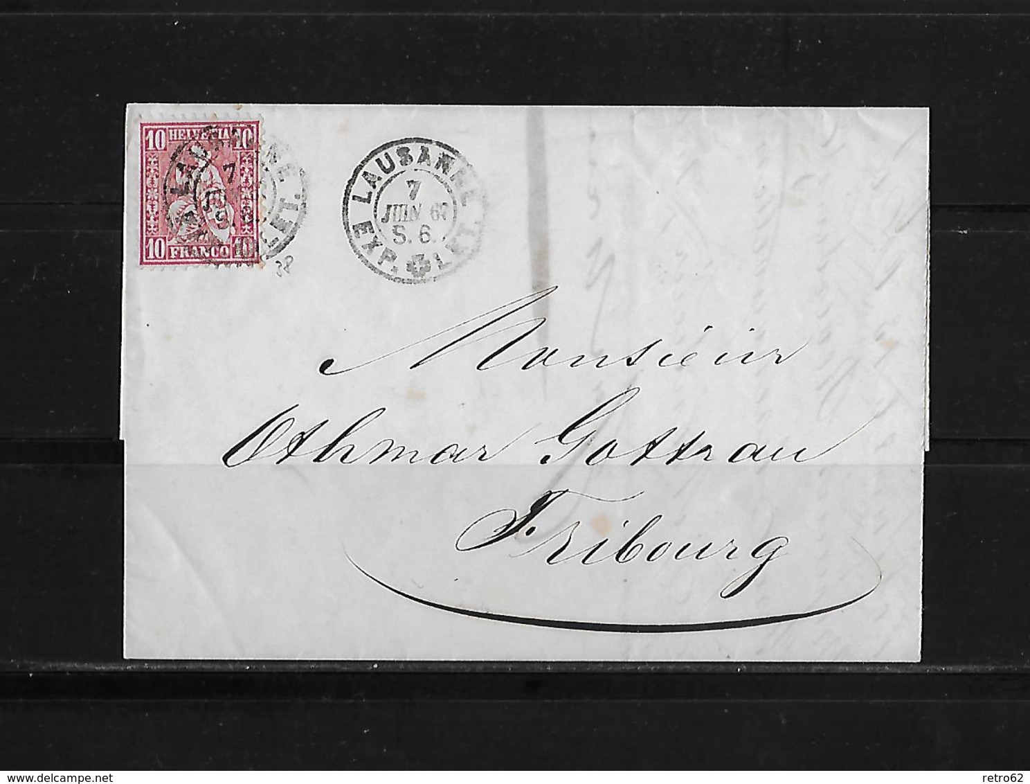 SITZENDE HELVETIA Gezähnt  → Brief Lausanne Nach Fribourg 1867   ►SBK-38◄ - Lettres & Documents