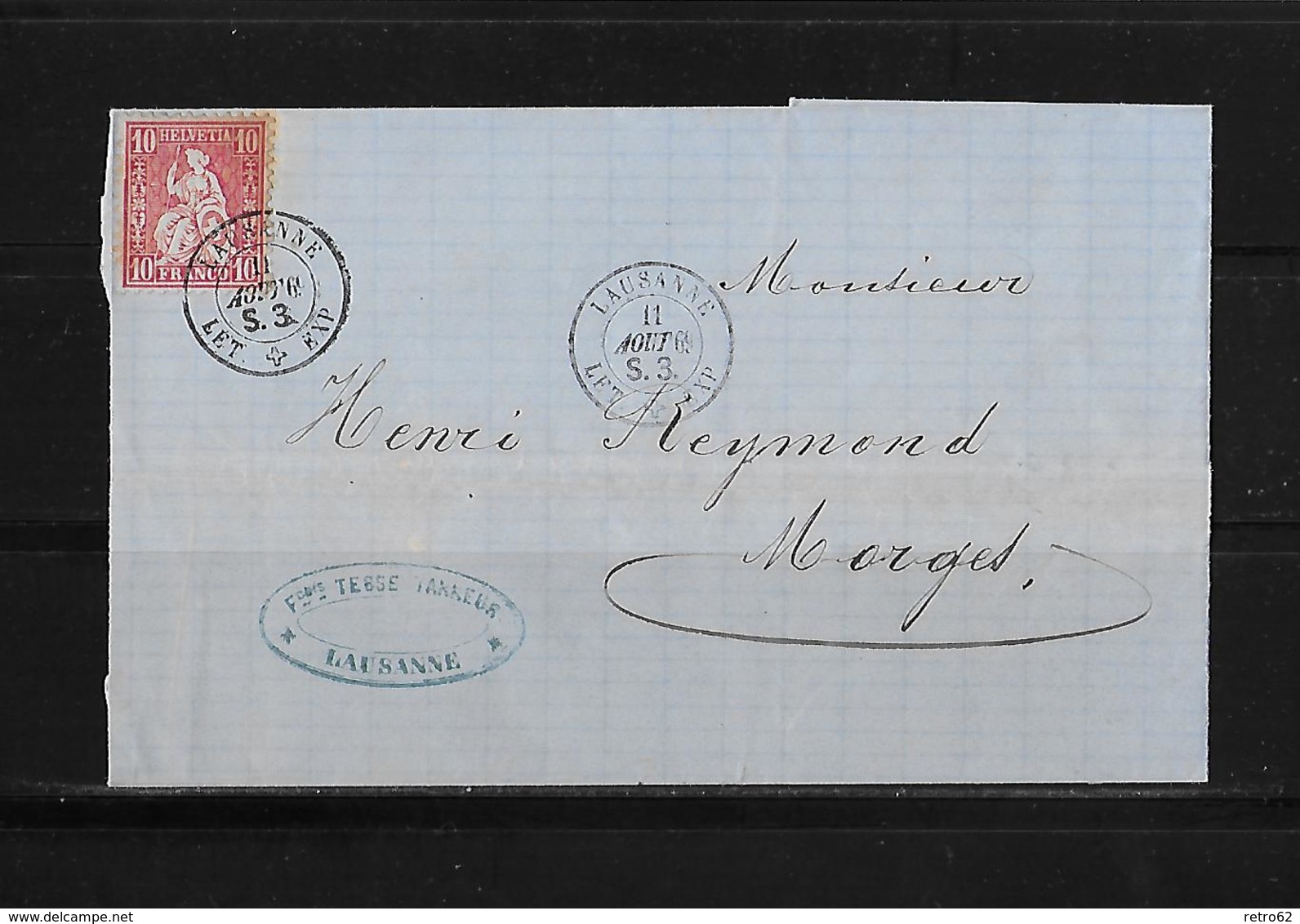 SITZENDE HELVETIA Gezähnt  → Brief Lausanne Nach Morges 1869     ►SBK-38◄ - Lettres & Documents