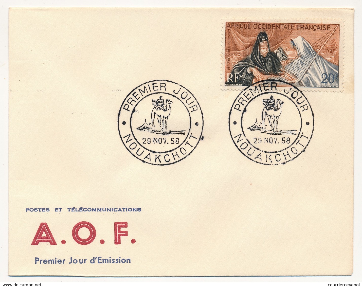 AOF => ENVELOPPE FDC - N° PA 28 Premier Jour NOUAKCHOTT 1958 - Lettres & Documents