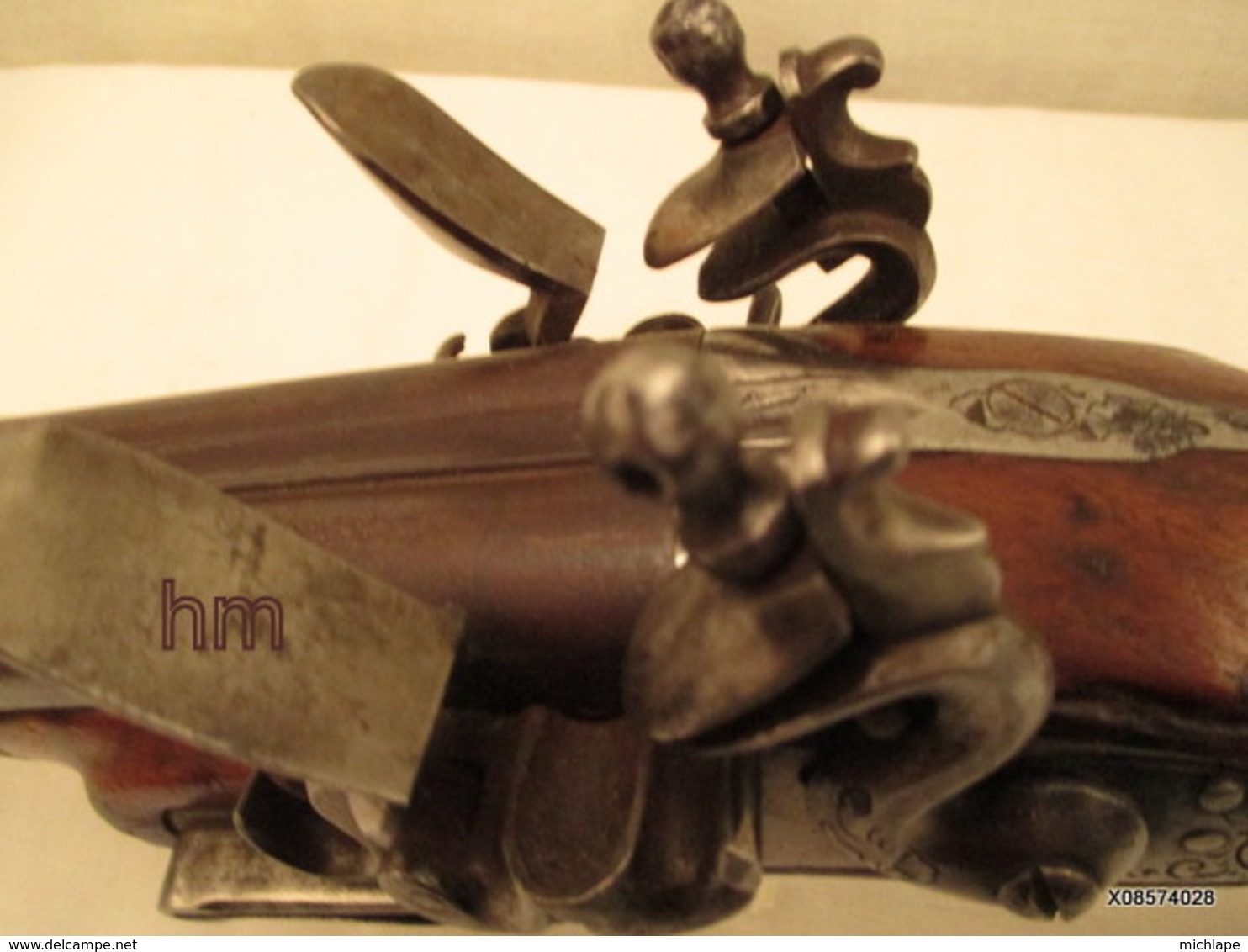 Pistolet A Silex - De Vennerie - Long De 38 Cm - Double Canon - Crosse Renaissance - Tres Bon Fonctionnement - Armes Neutralisées