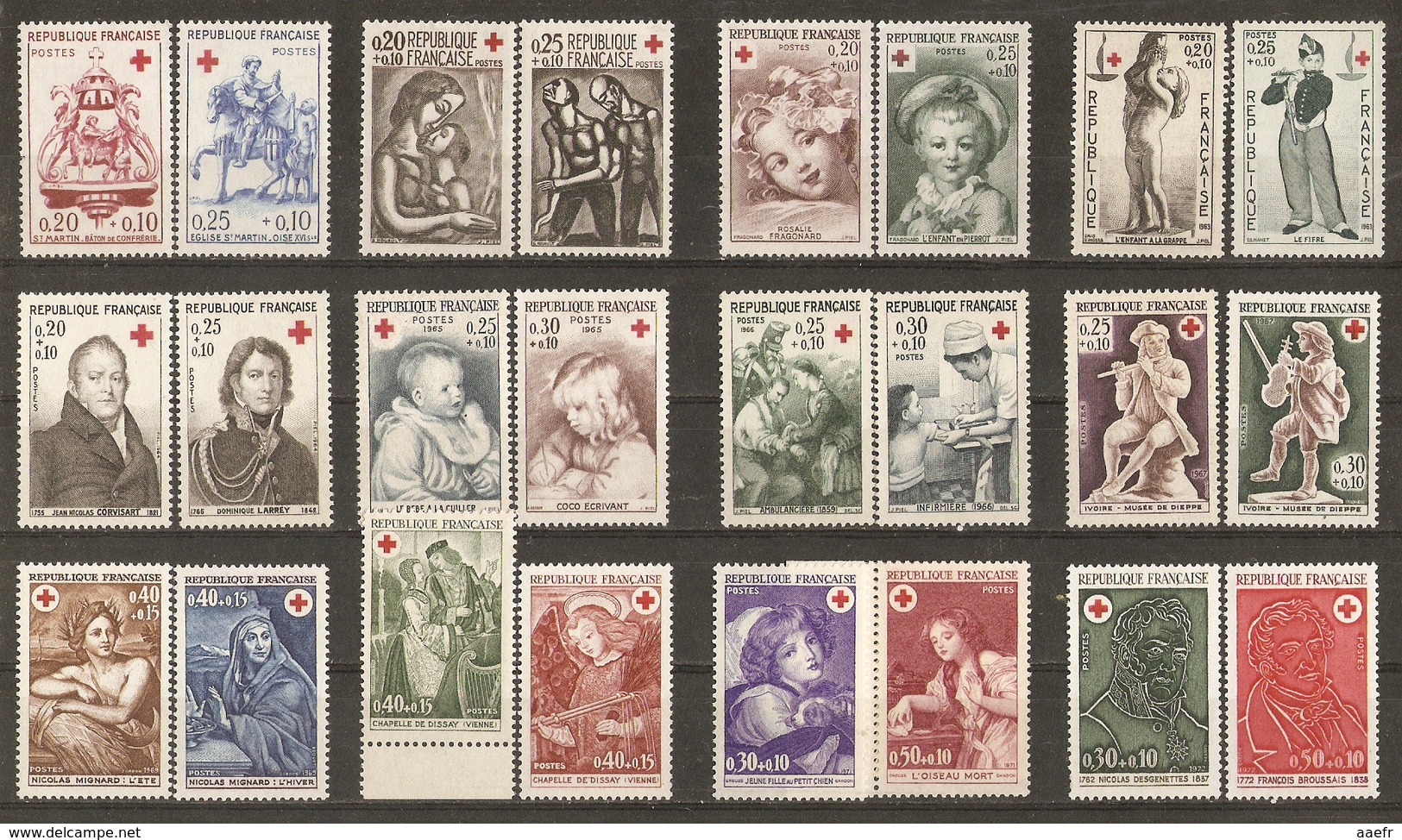 France 1960/72 - Croix-rouge - Petit Lot De 12 Séries Complètes MNH - Lots & Kiloware (max. 999 Stück)