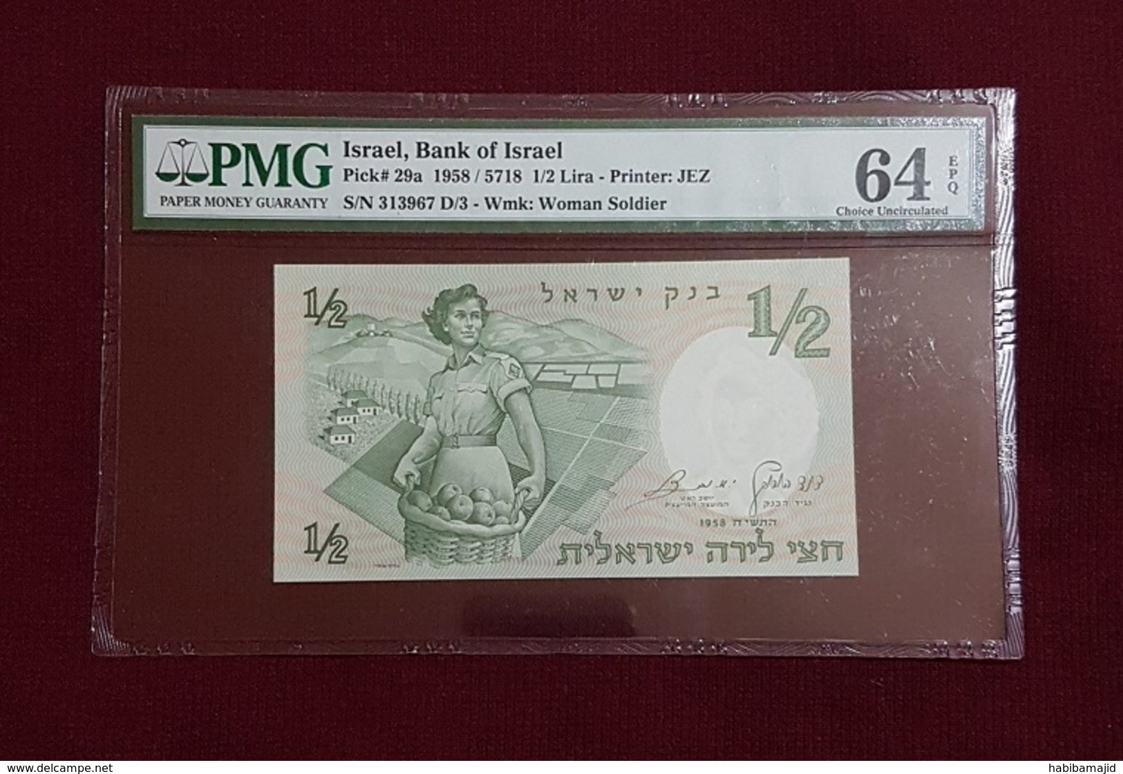 Israël :1/2 Lira (1958 Pk 29a) PMG 64 EPQ - GEM - NC - Israel