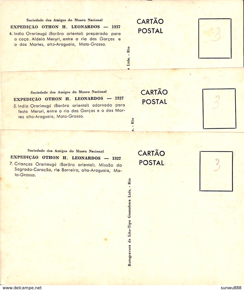 Expediçao Othon H. Leonardos 1937 - Lot 3 Postcards (animation) - Autres