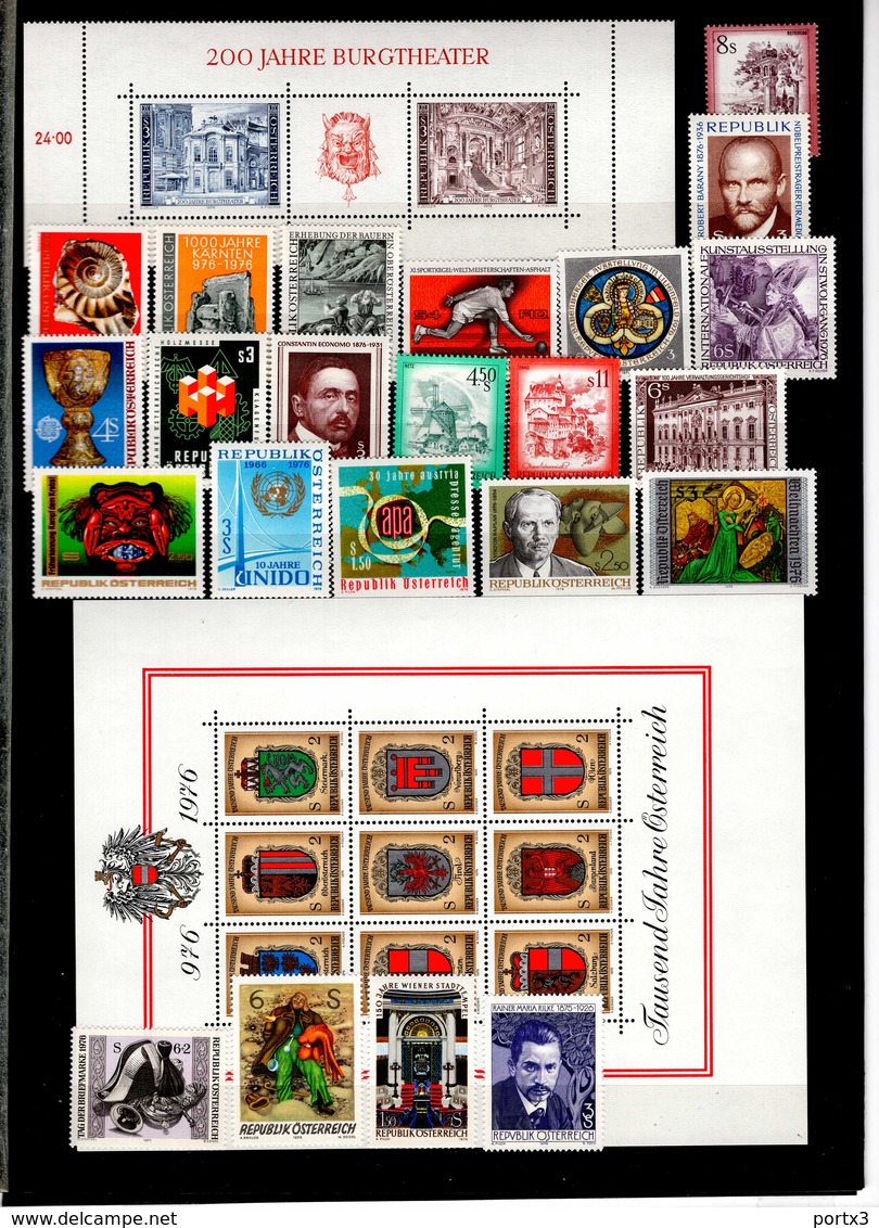 Österreich Jahr 1976 Komplett / Year 1976 Complete   MNH Postfrisch ** Neuf. - Ganze Jahrgänge