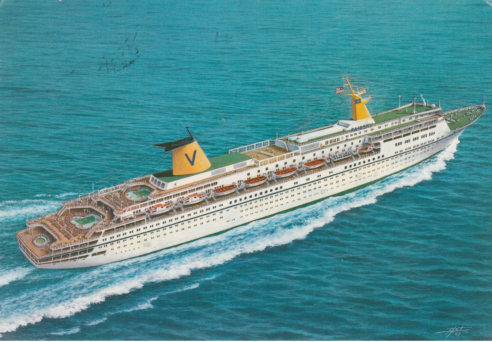 Sitmar Cruises , 1985 ; Ship Fairsky - Piroscafi