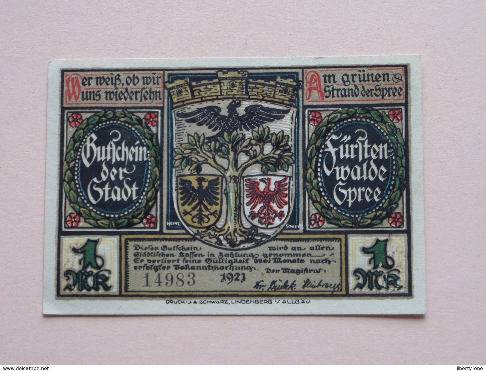 GUTSCHEIN Der STADT - SPREE - 50 Pfennige NOTGELD - 1921 - 14983 ( Details Zie Foto ) ! - [11] Emisiones Locales
