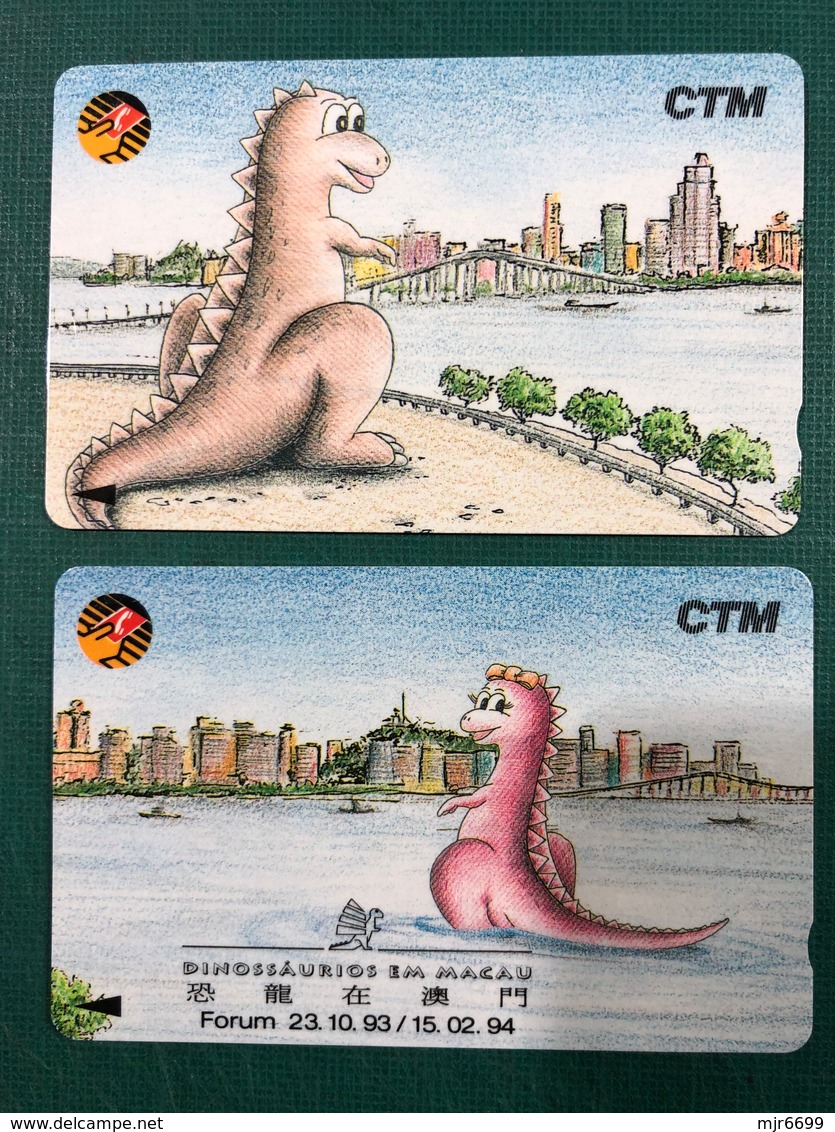 MACAU-CTM PHONE CARDS COMMEMORATING THE DINOSAURS IN MACAU EXHIBITION - OCTOBER 1993 - INCL. PRESENTATION PAGE - Macao