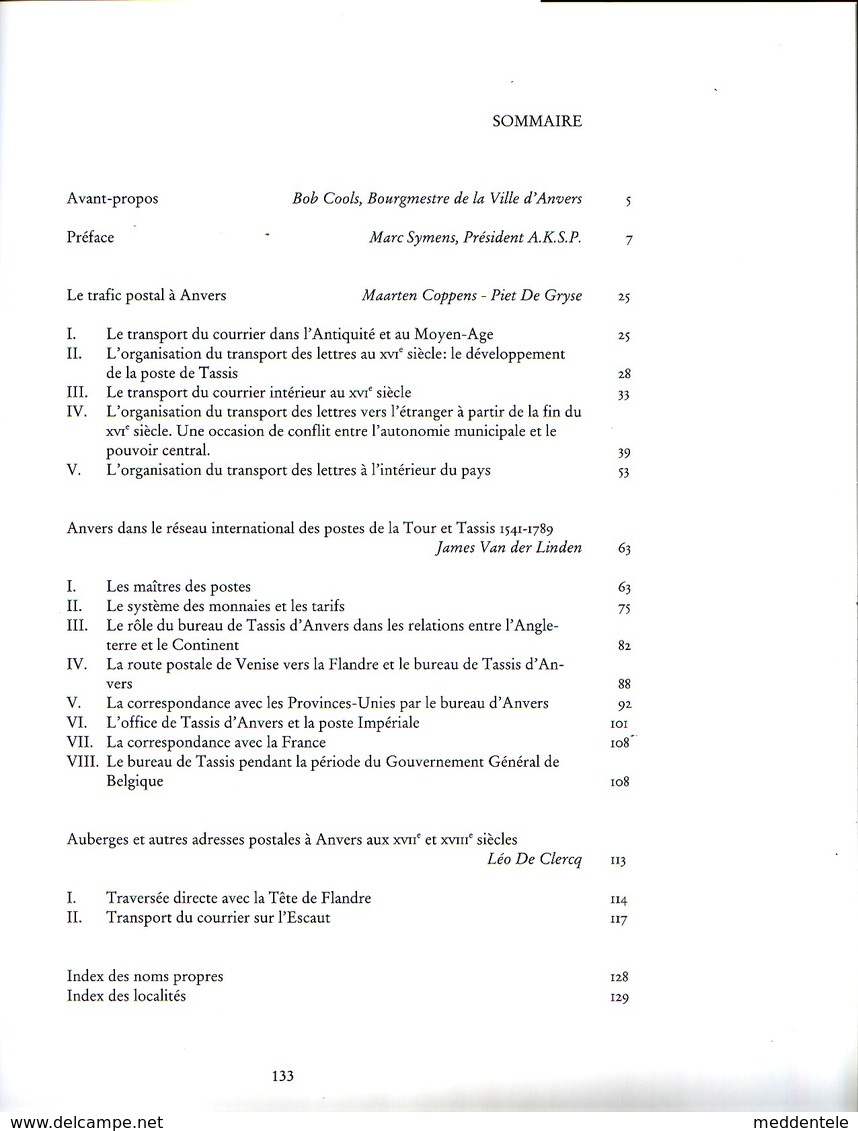 La Poste à Anvers Depuis Ses Débuts Jusqu'en 1793 135pp Neuf - Philatélie Et Histoire Postale