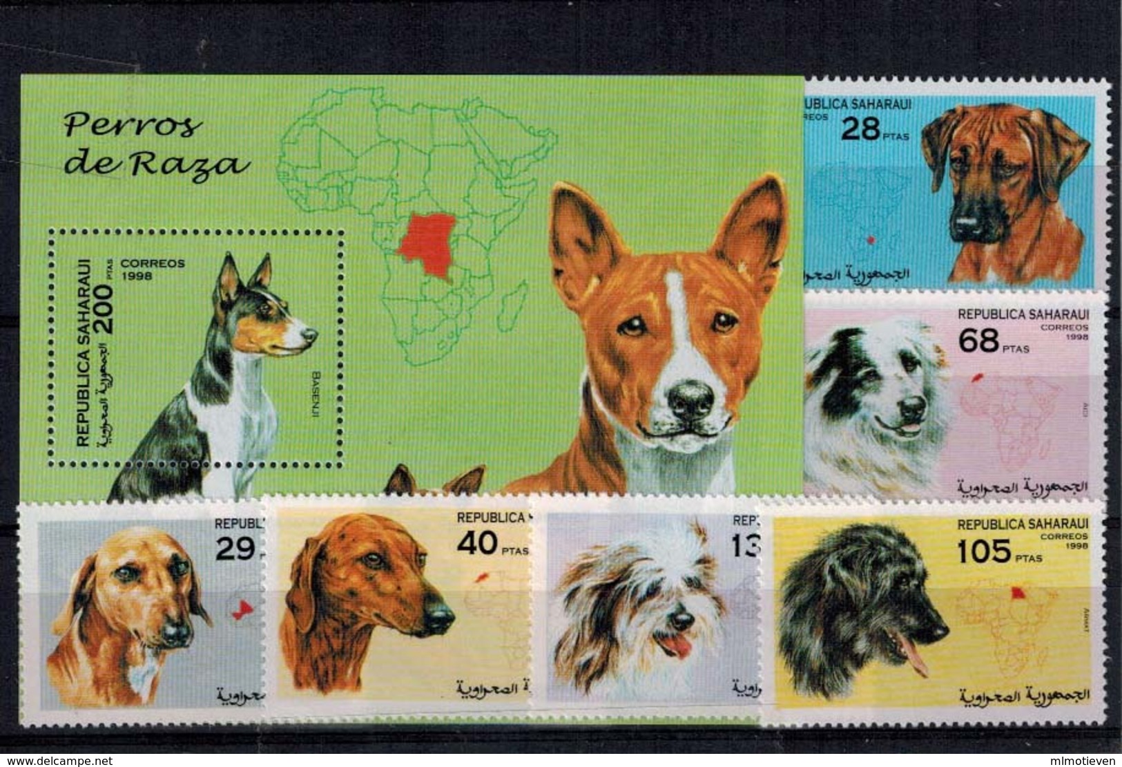 MDA-12082017-0020 MINT ¤ SAHARA REP.  1998 KOMPL. SET ¤ ANIMALS OF THE WORLD - MAMMALS - DOGS - Honden