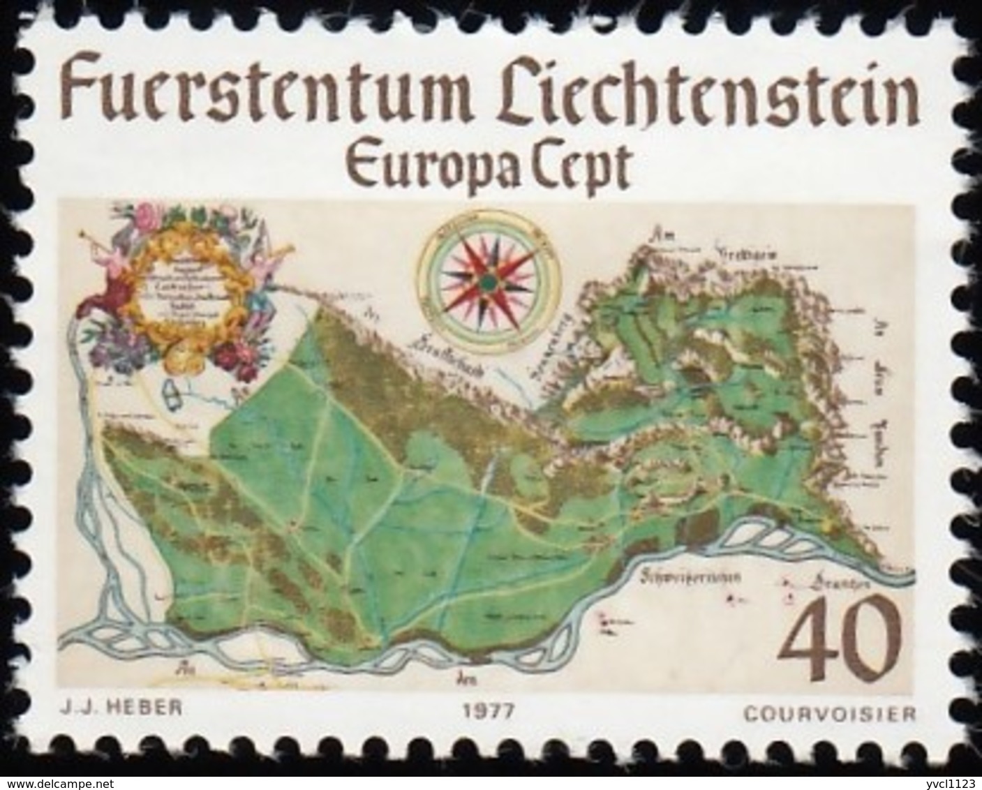 LIECHTENSTEIN - Scott #615 Map Of Liechtenstein / Mint H - Unused Stamps