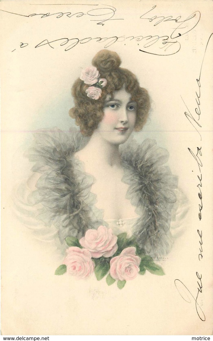 M.M. VIENNE N°463 (Munk) - Portrait De Femme Et Fleurs. - Vienne