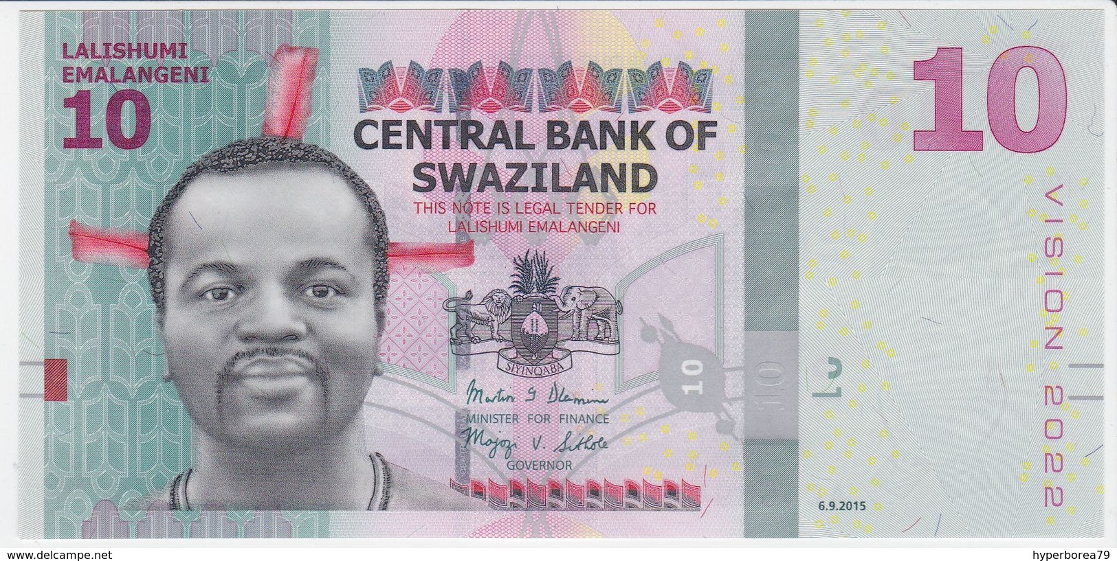 Swaziland NEW - 10 Emalangeni 6.9.2015 - UNC - Swaziland