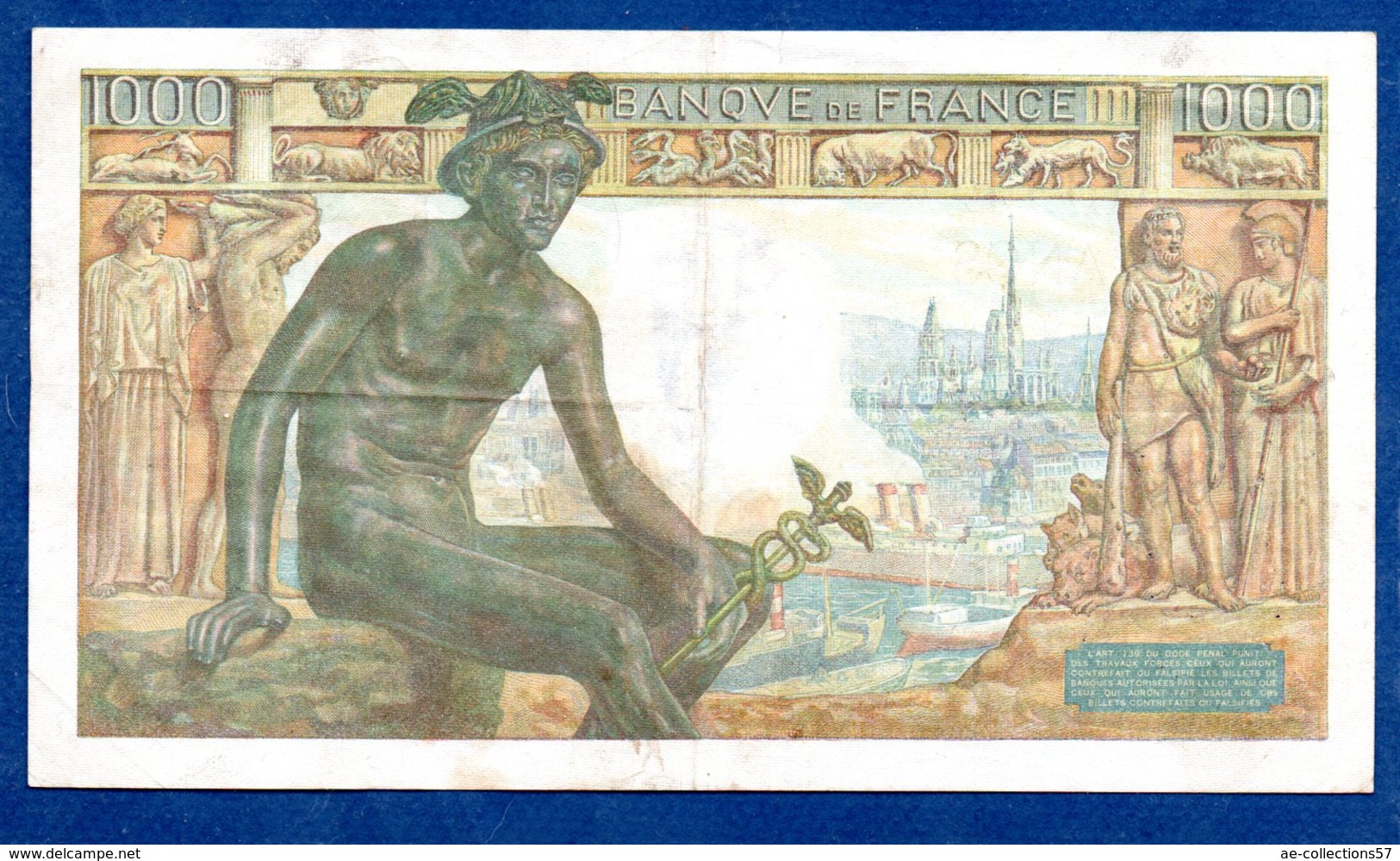 1000 Francs Déméter   /  20 - 6 - 42 /  TTB - 1 000 F 1942-1943 ''Déesse Déméter''