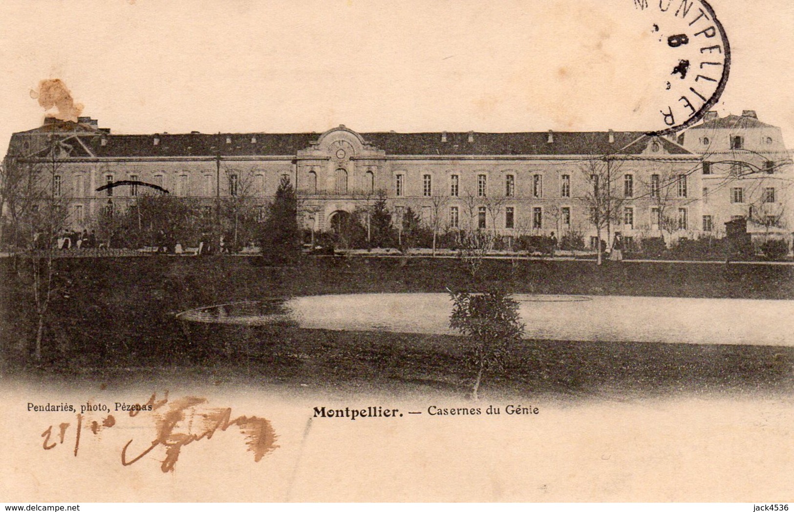 Carte Postale Ancienne - Circulé - Dép. 34 - MONTPELLIER - Caserne Du Génie - Montpellier