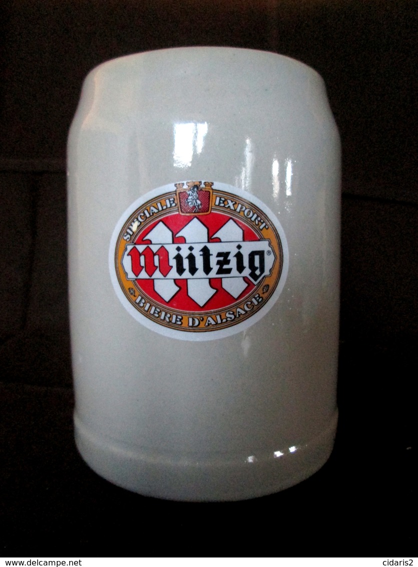 CHOPE Bière MUTZIG Grab Mug Beer Krug Bier Céramique Grès Stoneware Sandstein 0,5L Alsace Elsass ! - Cerveza