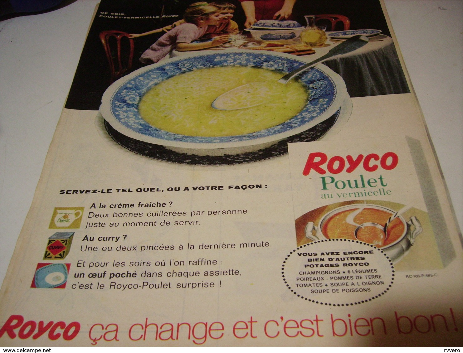 ANCIENNE PUBLICITE POULET VERMICELLE DE ROYCO 1961 - Affiches