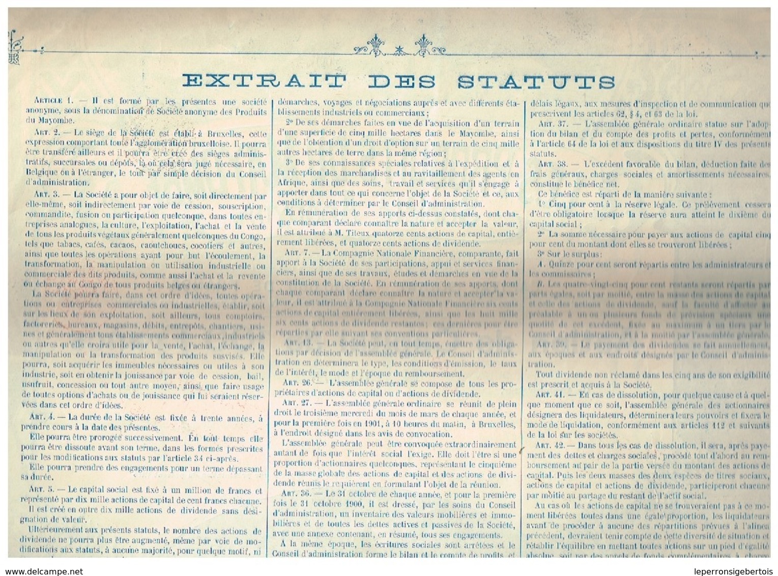 Action Ancienne - Les Produits Du Mayombe Sté Anonyme - Titre De 01.175 - Déco - Rare - Afrique