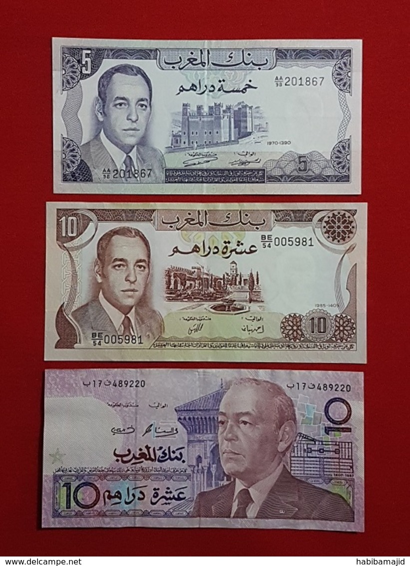 Maroc // Morocco : 3 Billets De Banque Du Maroc -1970-1985-1987 - Marocco