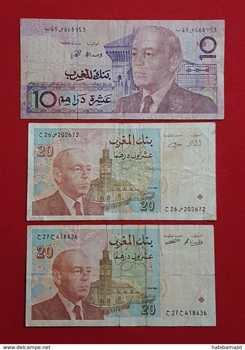 Maroc // Morocco : 3 Billets De Banque Du Maroc -1987-1996 - Marocco
